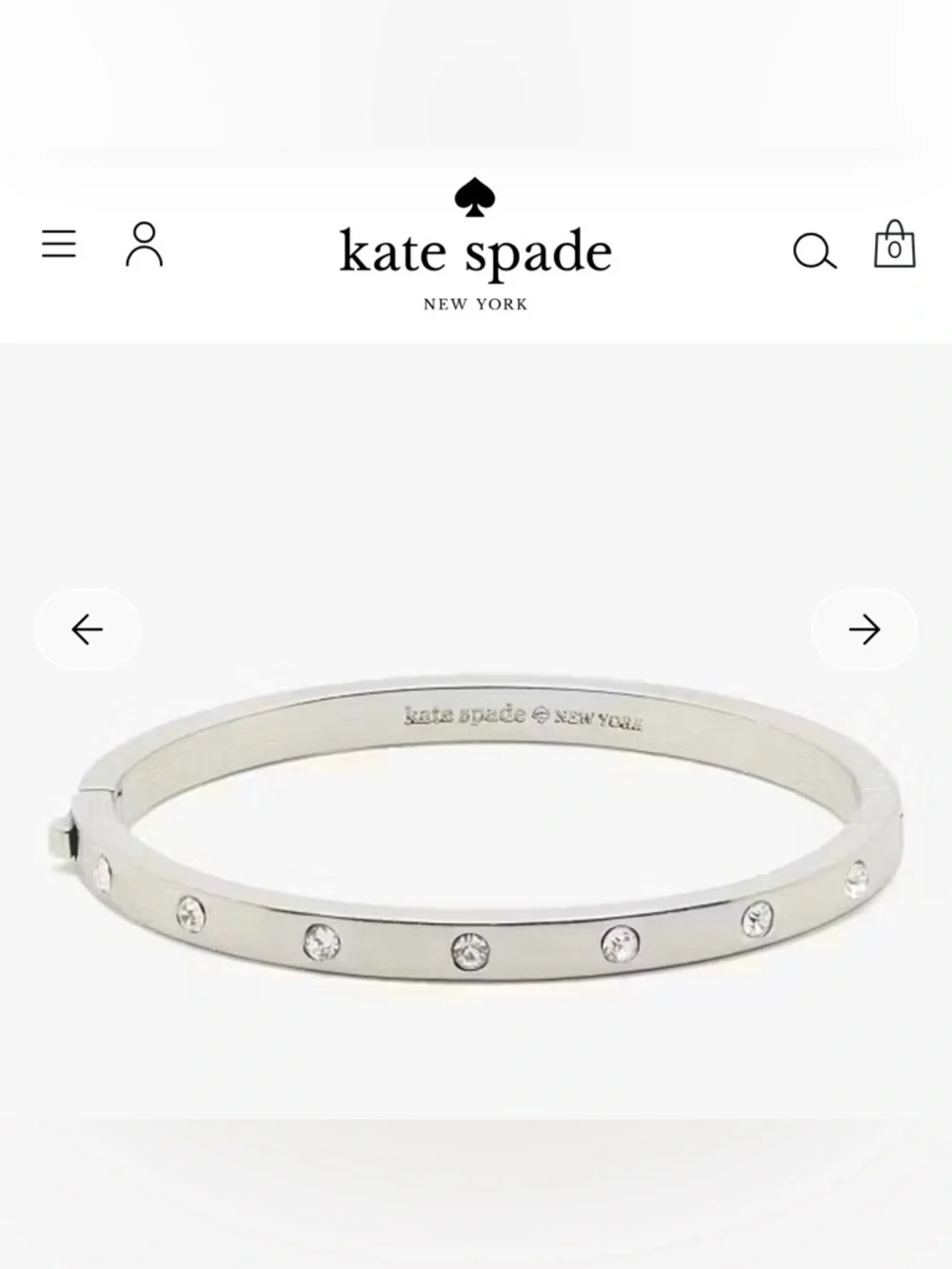 Kate Spade Set in Stone Silver Hinged Bangle - Picture 4 of 4